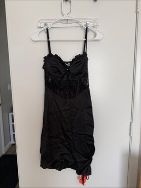 Black Lace Bustier Slip Dress